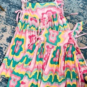 Briton Court Colorful Kids Dress with Ruffle Straps